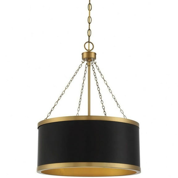 6 Light Pendant-25 inches Tall By 19 inches Wide-Black/Warm Brass Finish Bailey Street Home 159-Bel-4487582