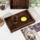 thumbnail image 4 of Bandeja de madera para mesa de centro - Bandeja decorativa de nogal para sala de estar, hermosa decoración para el hogar, perfecta para servir comida o exhibir artículos del hogar, 4 of 6