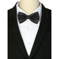 thumbnail image 3 of CORBATA DE LAZO AJUSTABLE PREATADA DE COLOR SÓLIDO CON PATRÓN DE CUADRÍCULAS PARA HOMBRES INSPIRE CHIC DEL DÍA DEL PADRE NEGRA, 3 of 4