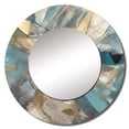 thumbnail image 2 of Designart "Transcendent Liquid Ink Blue and Gold I" Abstract Marble Rund Mirror For Wall Decor - Large Blue Round Print Mirror - Round Modern Mirror - Wall Mounted Round Large Mirror - 23" x 23", 2 of 6