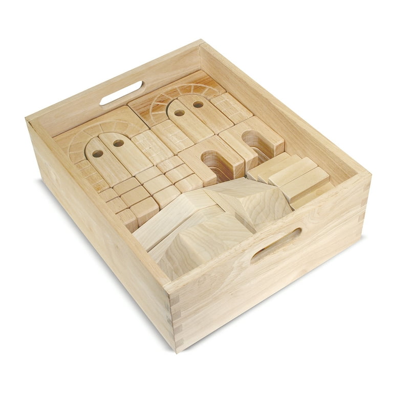 Melissa Doug Architectural Wooden Unit Block Set With Storage Crate 44 pcs Walmart