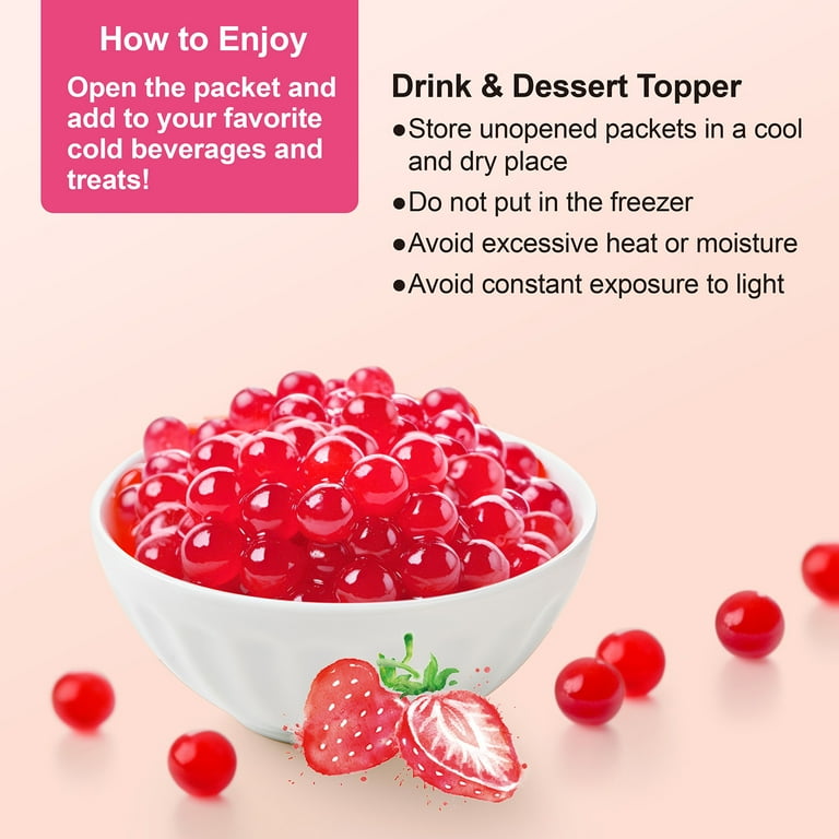 J WAY, Popping Boba, 6 Pack 1.8oz, Strawberry flavor - Walmart.com