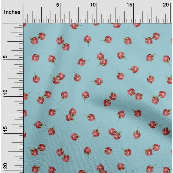 oneOone Organic Cotton Poplin Twill Fabric Pomegranate Fruit Print Sewing Fabric BTY 42 Inch Wide
