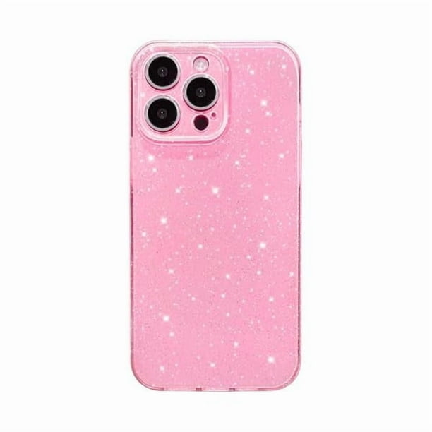HAYAN Case for iPhone 15 Pro Max Case Glitter Cute Sparkly Shiny Bling Sparkle Phone Cases 6.7", Thin Slim Fit Soft TPU Bumper Shockproof Rubber Protective Cover for Women Girls Girly, Bright Pink