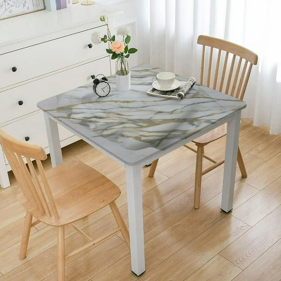 HAOXIT Fitted Square Tablecloth with Elastic Edges, Table Cover Wipeable Washable Polyester Table Clothes for Kitchen Dining Party Banquet Patio Card Table 36*36