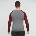 thumbnail image 4 of VSSSJ Mens Sport Compression Shirt Fitness Color Block Long Sleeve Raglan Shirt Comfortable Stretchy Breathable Workout Athletic Tops Wine S, 4 of 6