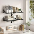thumbnail image 5 of Black Deep Floating Shelves for Wall, 16W x 12D Wood Wall Shelves Set of 2, Wide Floating Bookshelf for Living Room, Kitchen, Office, Bedroom and Decor Storage, with Metal Bracket - Black, 5 of 7