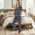 thumbnail image 2 of TSOVTHRID Seashell Coral Pearl Conch Print Pajama Set for Women Button Down Pajama Sets with Long Pants Soft Nightwear Pjs Set Short Sleeve Womens Lounge Set, Size S, 2 of 7