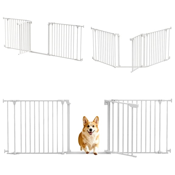 Baellsa 3Pcs Extra Wide Baby Gate, Pet Safety Gate with Door, Auto Baby Fence Barrier for Kids Dogs Cats, Foldable Safety Gate for Stairs