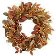 thumbnail image 2 of Autumn Leaves Grass Blades and Berries Artificial Fall Harvest Wreath - 24", 2 of 6