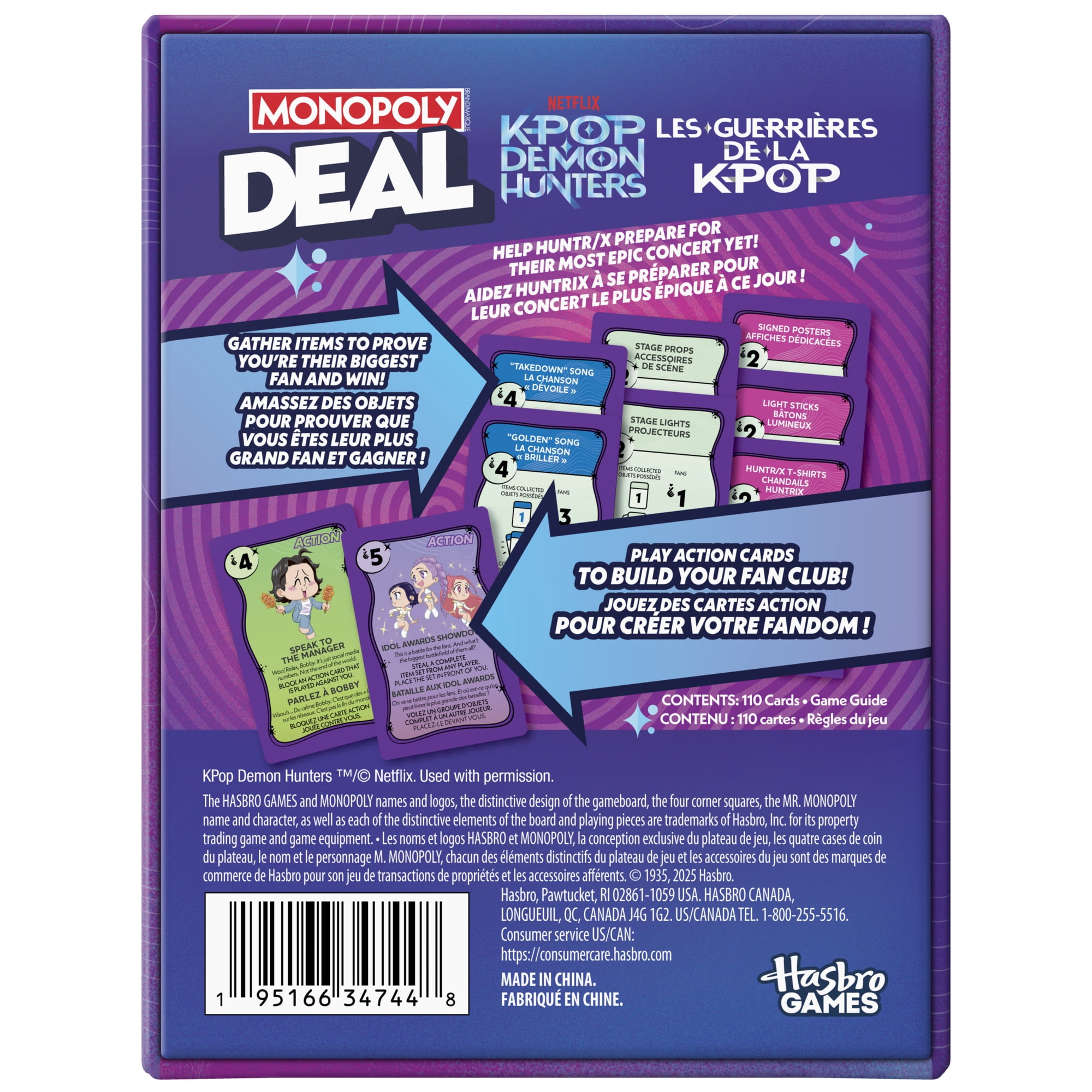 Monopoly Deal: KPop Demon Hunters Card Game, 15 Mins., Family Games for Kids and Teens, 8+