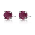 thumbnail image 3 of 14K White Gold Round Ruby Stud Earrings - 4mm - July Birthstones Christmas Gifts, 3 of 8