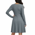 thumbnail image 5 of Xdegoge Knit Ribbed Dress for Women Long Sleeve A Line Midi Dresses with Crew Neck and Fitted Waist, Casual Office Wear, 5 of 7