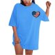 thumbnail image 2 of Camiseta de Cuello Redondo Impresa Delantera Y Trasera Del Día de la Independencia de las Mujeres, Tops Cortos Casuales para las Mujeres, 2 of 5