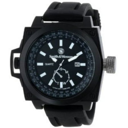 Smith & Wesson Mens SWW-LW6097 EGO Bold Large Black Dial Rubber Band Watch Multi-Colored