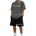 thumbnail image 1 of SHIXIAOO Costumes pour Hommes Tenues Décontractées pour Usage Quotidien Ensemble T-Shirt Col Rond Élégant avec Design Imprimé pour Mode de Rue en Été Kan Sui Ensemble Veste et Pantalon Slim Fit 3 Pcs, 1 of 4