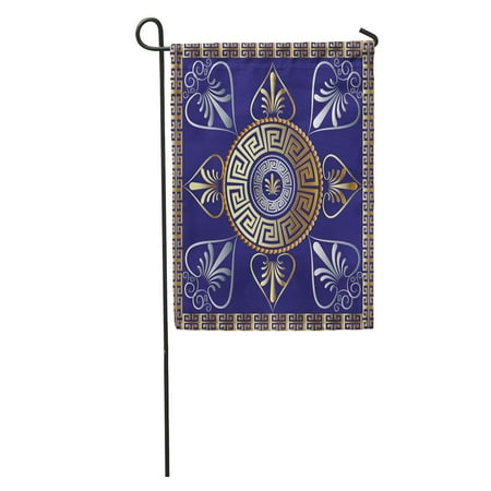 SIDONKU Mandala Ancient Greek Key Meander Circle Pattern Blue Floral Grecian Garden Flag Decorative Flag House Banner 28x40 inch