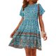 thumbnail image 1 of SAYOO Vestido de manga corta para mujer, estampado floral vintage, cuello redondo, botón trasero, vestido de playa de vacaciones de verano SAYOO  Moda, 1 of 4