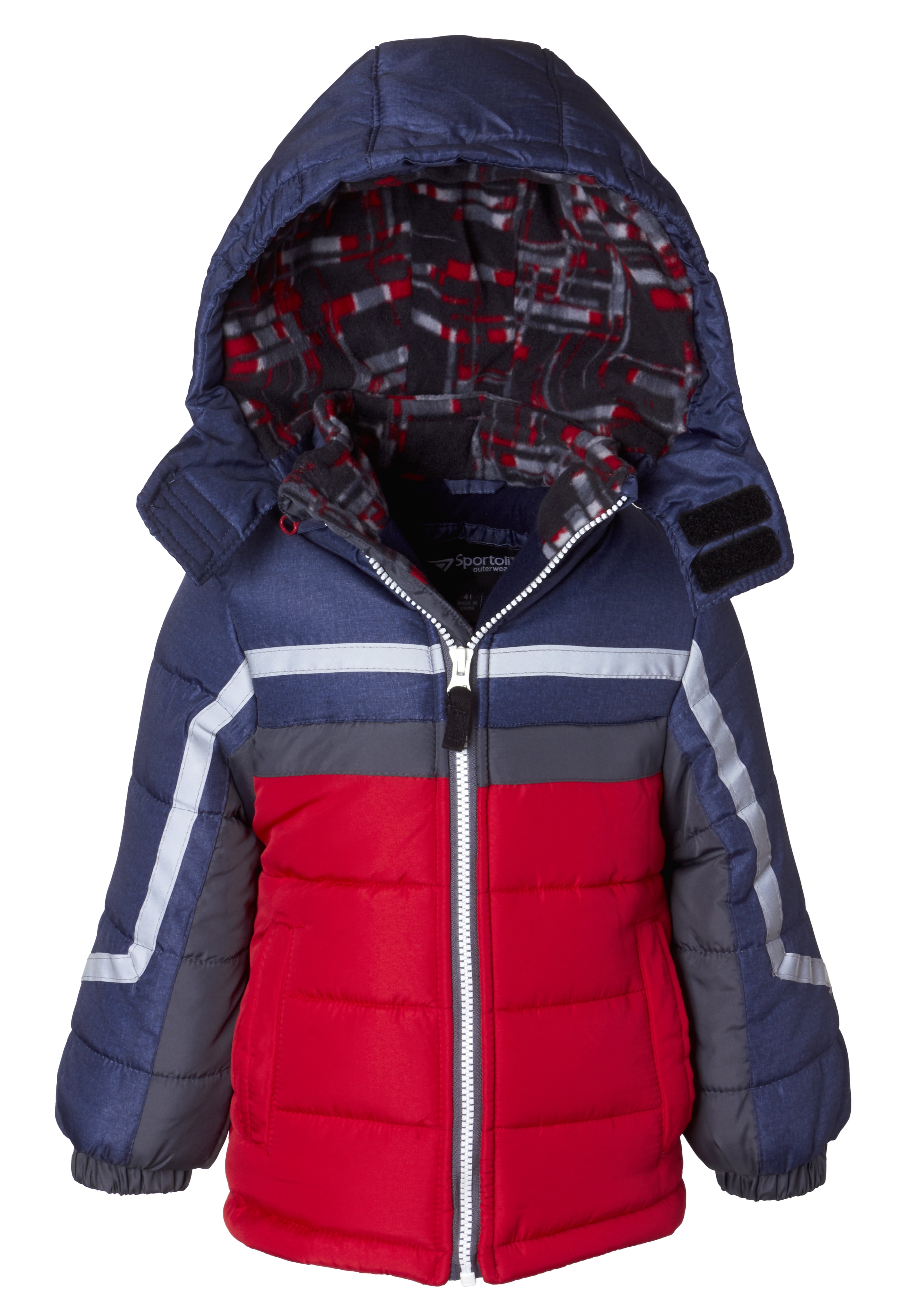 Sportoli Boys Fleece Lined Hooded Colorblock Winter Puffer Bubble Jacket Coat