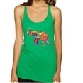 thumbnail image 1 of Wild Bobby, Colorful Walking Good Luck Elephant Animal Lover Tri-Blend Racerback Tank Top, Envy, Small, 1 of 3