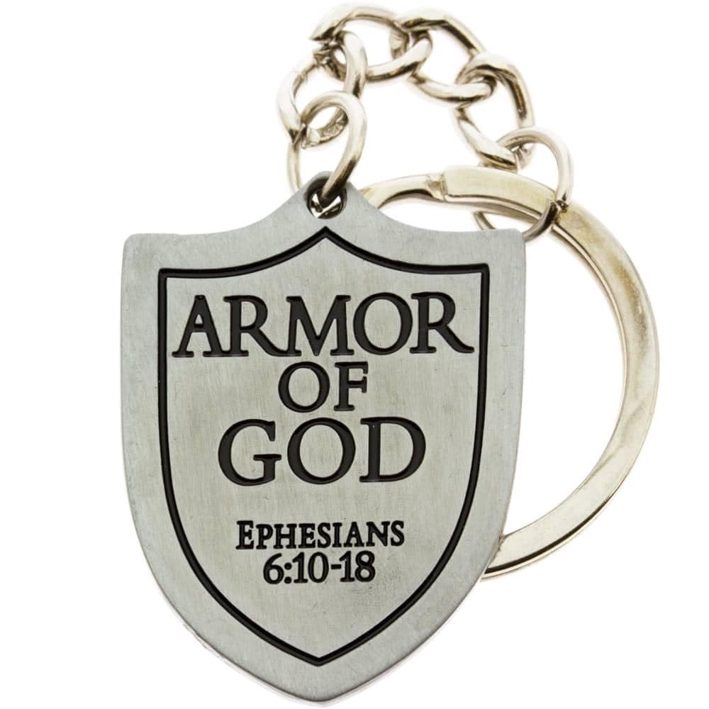 Armor of God Shield Pewter Keychain, Key Tag, Key Ring Pack of 4
