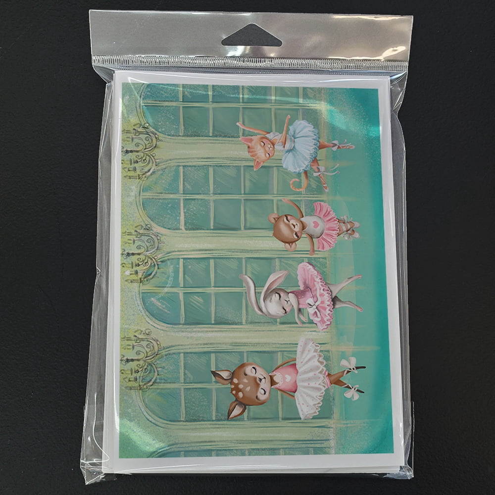 Animal Ballerinas Dancing Greeting Cards and Envelopes Pack of 8