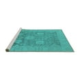 thumbnail image 2 of Ahgly Company Machine Washable Indoor Square Oriental Turquoise Blue Industrial Area Rugs, 3' Square, 2 of 4