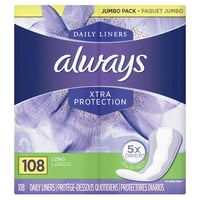 Always Xtra Protection Daily Liners, Long, 108 Count