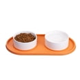 thumbnail image 1 of Juego de cuencos de cerámica para perros con tapete de silicona antideslizante, cuenco de alimentación para perros de boca ancha, 1 of 5
