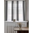 thumbnail image 4 of Black Striped Curtains 45 Inch Length,Sheer Curtains for Bedroom Living Room Window Modern White Striped Abstract Art Aesthetics Rod Pocket Drapes Kitchen Curtains Small Half Window 42"x45" 2 Panels, 4 of 6