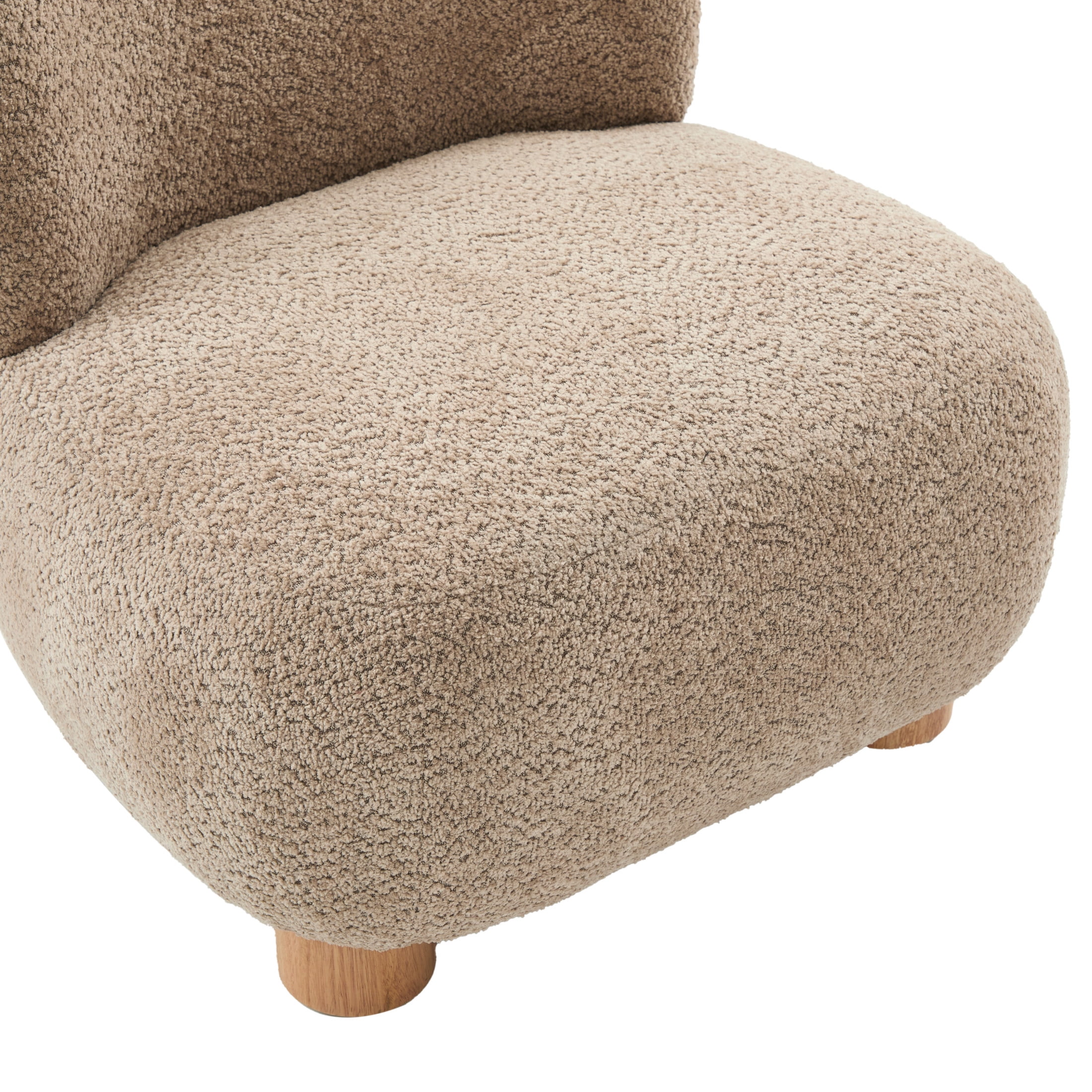 Christopher Knight Home Modern Minimalist Boucle Upholstered Accent Chair, Rubberwood Legs, Light Brown
