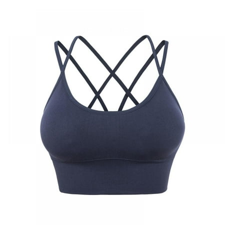 

Cross Back Sport Bras Padded Strappy Criss Cross Cropped Bras for Yoga Workout Fitness Low Impact