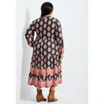 thumbnail image 2 of Avenue Women's Plus Size Everlasting Bordered Print Blouson Sleeve Dress, 2 of 2