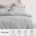 thumbnail image 2 of Tufted Comforter Set King Size- 3 Piece All Season, Ultra Soft Polyester Bedding Comforters- Boho Stripes, Gray, 2 of 4