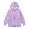 thumbnail image 6 of fatyb Hoodies for Boys Girls Long Sleeve Button down Sweatshirt Kids Plain Hooded Jacket with Pockets, 6 of 7