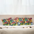 thumbnail image 7 of Ambesonne Art Throw Pillow Cover 4 Pack, Modern Vivid Buildings, 24", Multicolor, 7 of 7