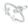 thumbnail image 4 of White Cubic Zirconia Music Note Heart Butterfly Ring 925 Sterling Silver Band Jewelry Female Size 7, 4 of 4