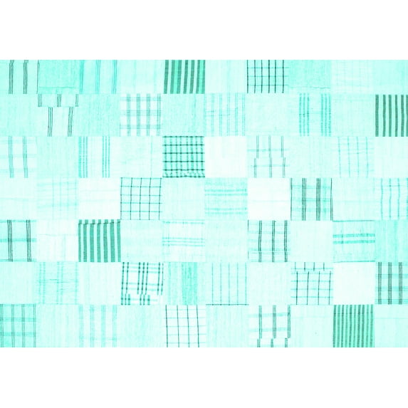 Ahgly Company Indoor Rectangle Solid Turquoise Blue Modern Area Rugs, 2' x 3'