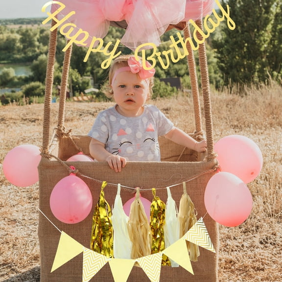 OATIPHO Birthday Party Banner Decor Golden Paper 1 Set