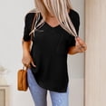 thumbnail image 4 of Top con abertura lateral para mujer camisetas lisas con estilo informales de verano ropa de diario holgada con cuello en V FLhrweasw Nuevo, 4 of 7