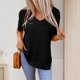thumbnail image 4 of Top con abertura lateral para mujer camisetas lisas con estilo informales de verano ropa de diario holgada con cuello en V FLhrweasw Nuevo, 4 of 7
