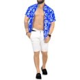 thumbnail image 2 of HAPPY BAY Men's Hawaiian Shirts Short Sleeve Button Down Shirt Men's Tropical Shirts Casual Vacation Summer Party Caribbean Shirts for Men Funny 3XL Allover Leaves, Blue For Dad, 2 of 6