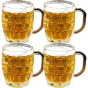 Dimple Stein Traditional Euro Style Beer Stout Ale Glass Mug With Large Handle - 16 oz - 4 Pack