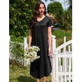 thumbnail image 4 of Ekouaer 3 Pack Long Nightgowns for Women Plus Size House Dress Short Sleeve Night Gown V Neck Casual Nightshirt, 4 of 5