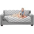 thumbnail image 1 of Original Patent Pending Reversible Large Sofa Protector, Many Colors, Seat Width to 70 Inch, Furniture Slipcover 2 Inch Strap, Couch Slip Cover Throw for Pet Dogs, Cats, Kids, Chevron Gray, 1 of 8