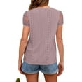 thumbnail image 4 of Idoravan Women's Plus Size Tops Fashion Womens Casual Solid Color V Neck Lace ing Short Sleevet Tops Loose Blouses, 4 of 5
