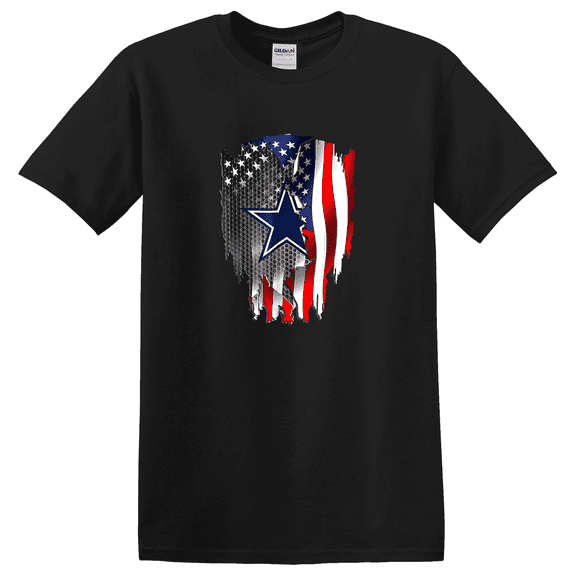 Father'S Day Cowboy Flag Football Dallas Fans Usa Black T-shirt