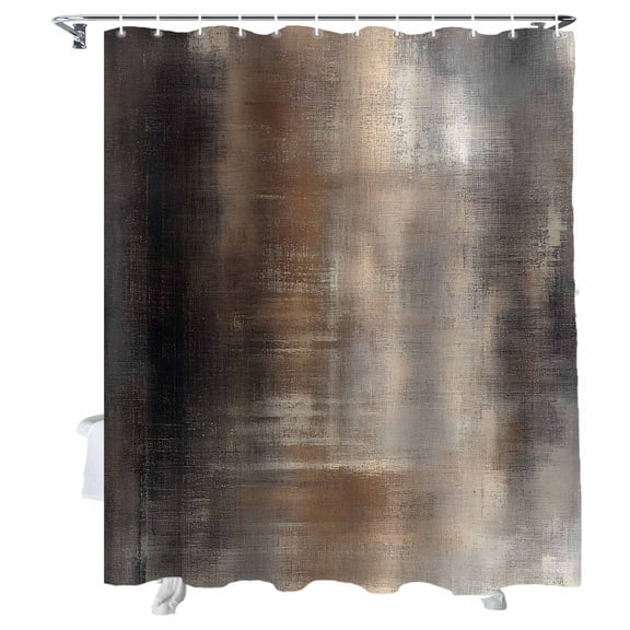 Shower Curtains Brown White Modern Art Abstract Painting Bath Curtain Brown Black Waterproof Bathroom Shower Curtain Set with Hooks Decoration 72 x 72 Inches