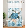 thumbnail image 2 of No Hook Shower Curtains, Turtle Small Shower Curtains with Snap in Liner, Blue Coastal Starfish Ocean Coral Nautical Waterproof Washable Fabric Bathroom Shower Curtain Sets, 36" x 72", 2 of 7