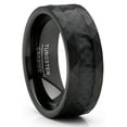 thumbnail image 1 of Men's Tungsten Carbide Ring Carbon Fiber Inlay Hammered Wedding Band Black 8MM, 1 of 3